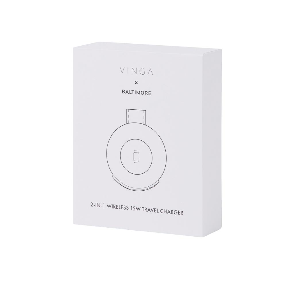 VINGA Baltimore RCS 2-in-1 Wireless 15W Travel Charger